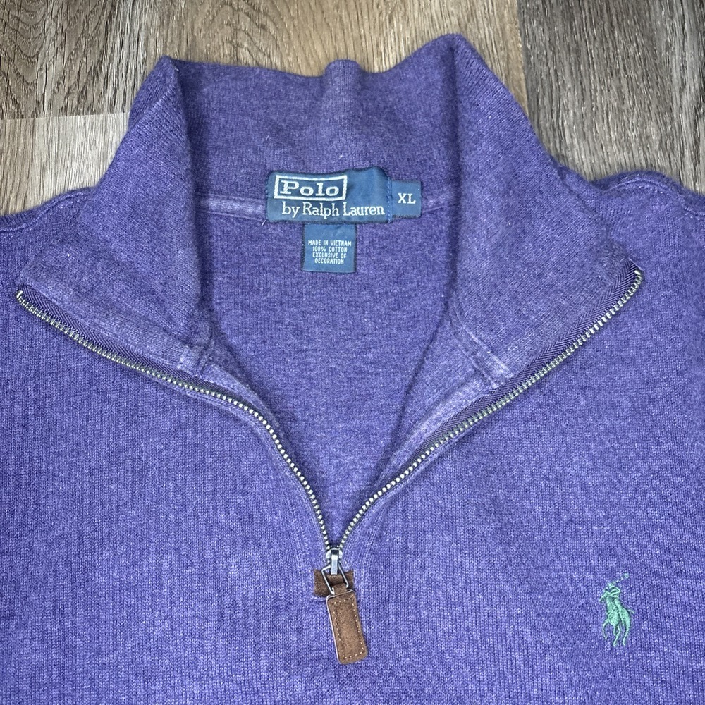 Polo Ralph Lauren Classics Quarter Zip Pullover Men's XL Purple Sweater‎ Pony - Picture 4 of 9